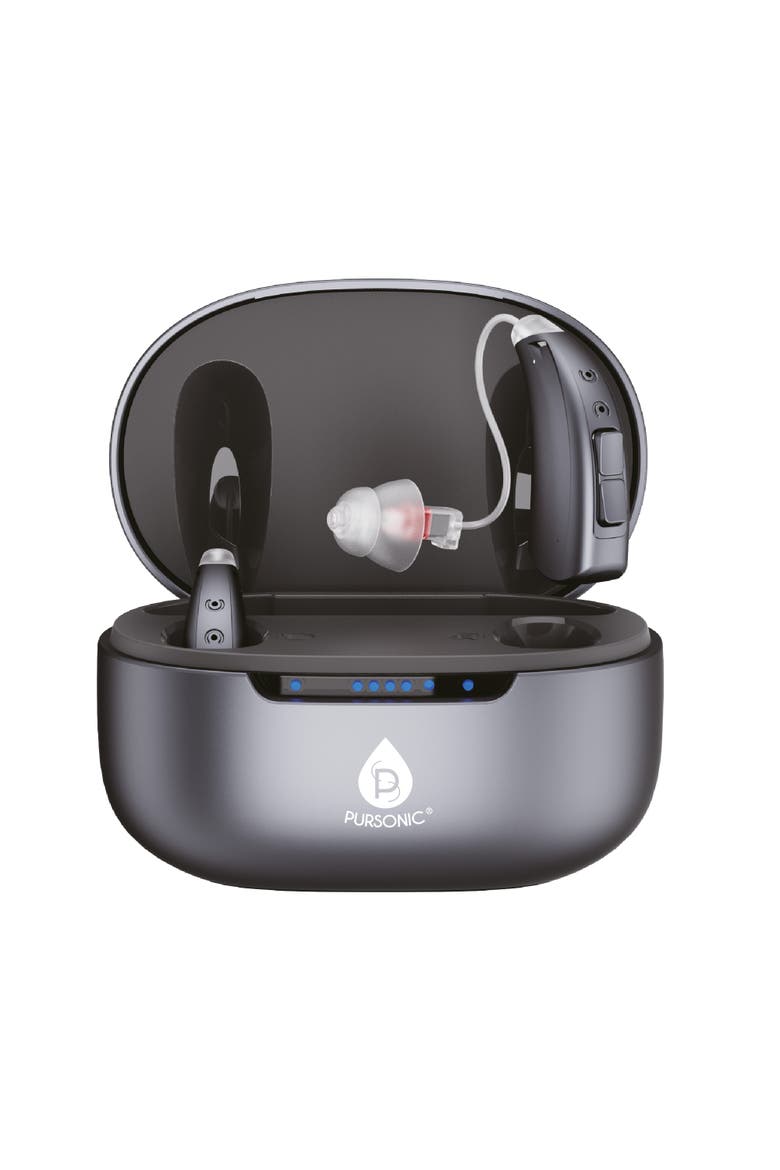 OTC Hearing Aids for Adults with 4 Hearing Modes & 6 Adjustable Volume Levels, Main, color, Metallic Silver