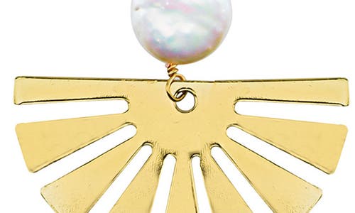 Panacea Freshwater Pearl Fan Drop Earrings In White