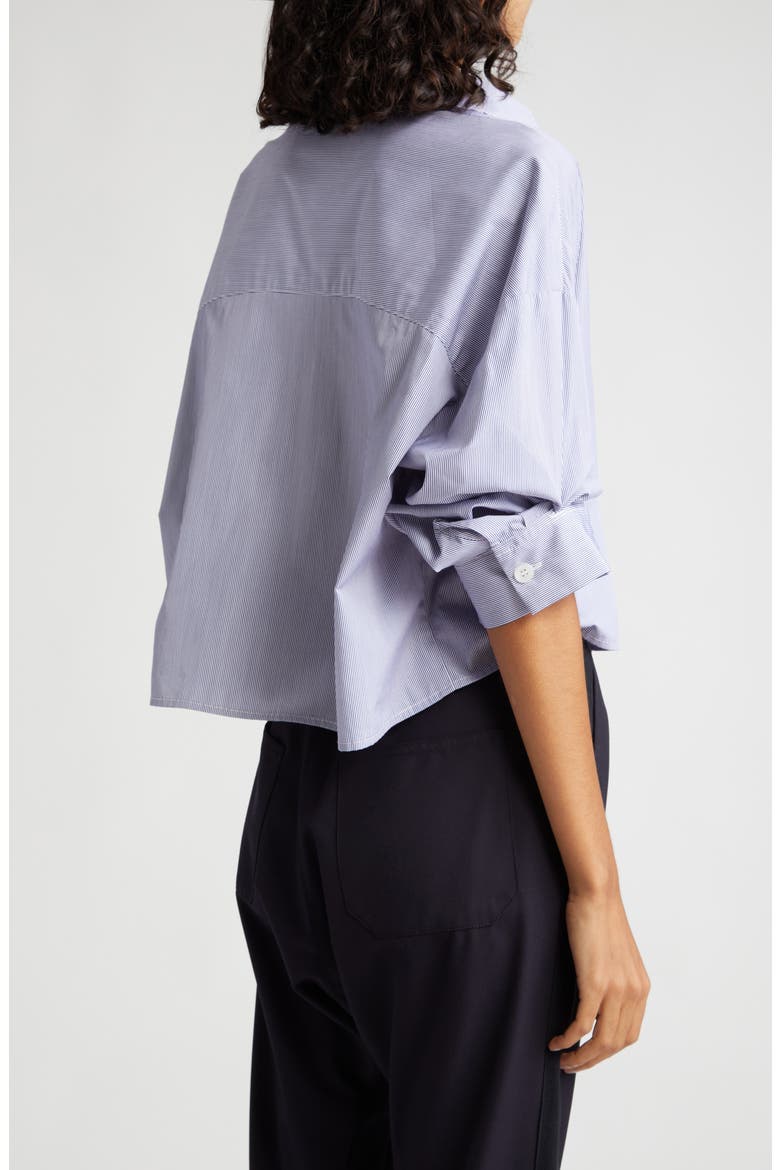 Next Ex Stripe Crop Cotton Button-Up Shirt, Alternate, color, MIDNIGHT/ WHITE