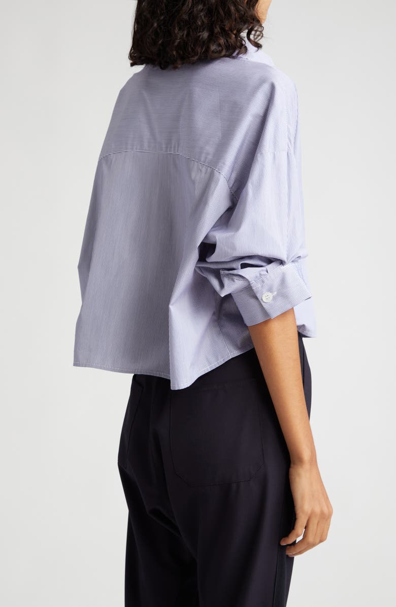 TWP Next Ex Stripe Crop Cotton Button-Up Shirt, Alternate, color, Midnight/ White