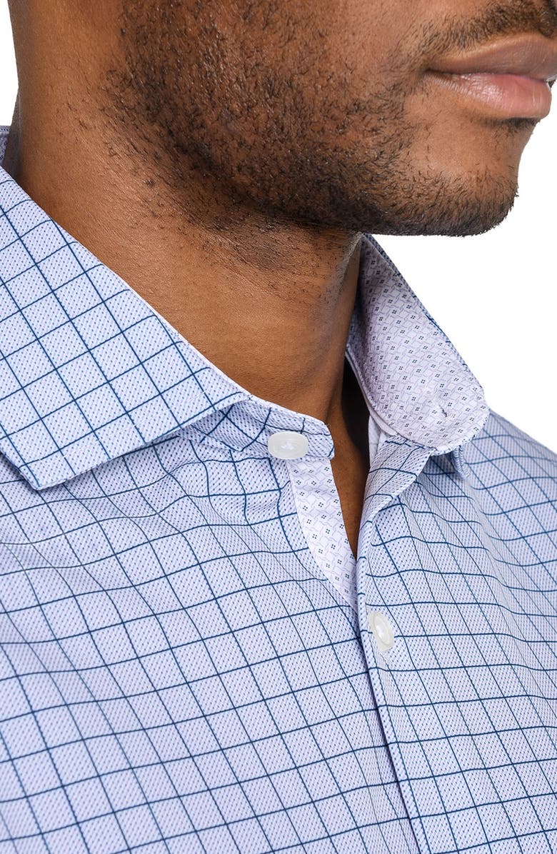 W.R.K Regular Fit Blue Check Performance Dress Shirt, Alternate, color, White/ Blue