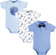 Hudson Baby Little Soft Cotton All-in-One Outfits, Set of 3