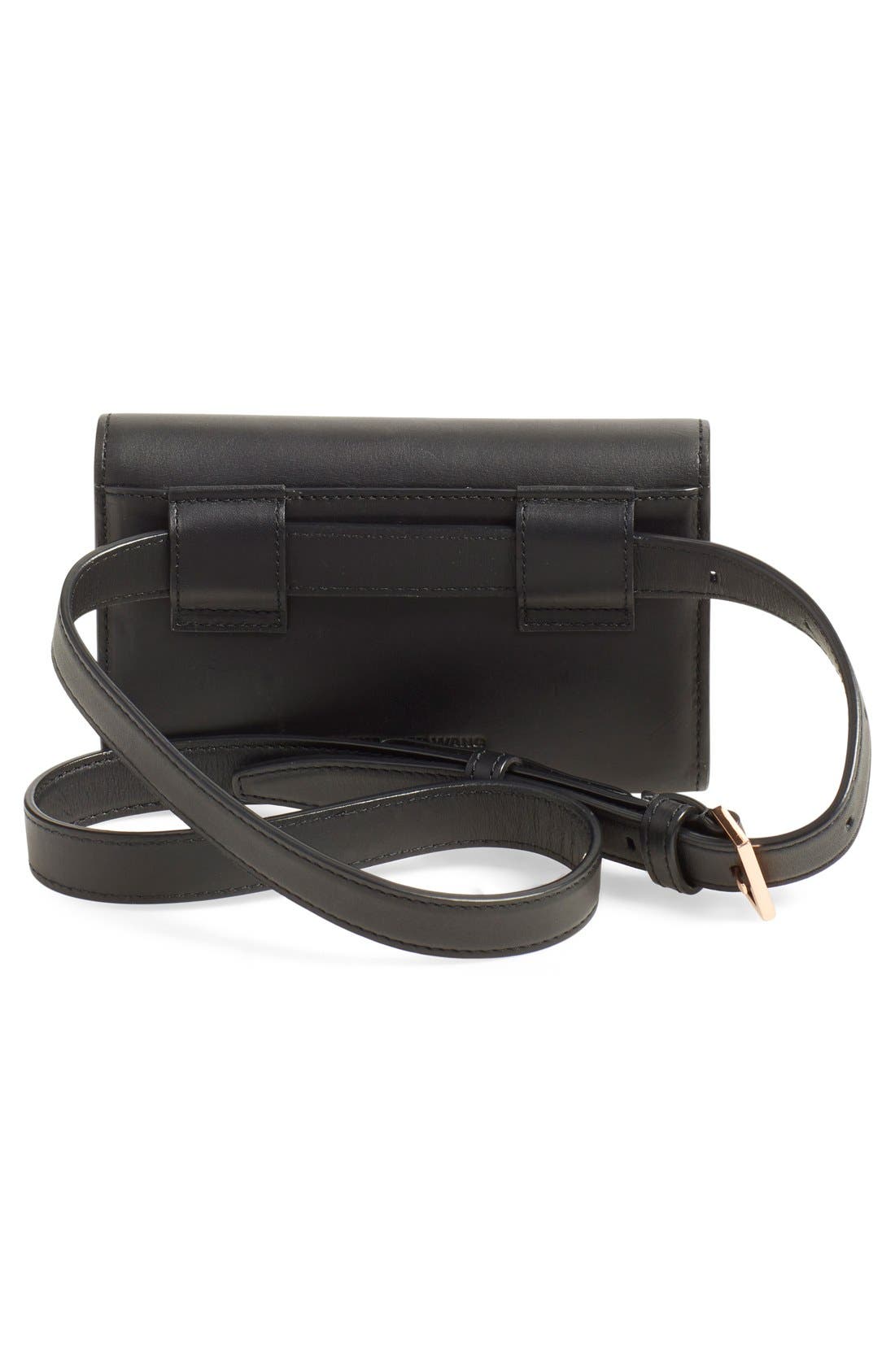 'Prisma' Leather Belt Bag, Alternate, color, BLACK