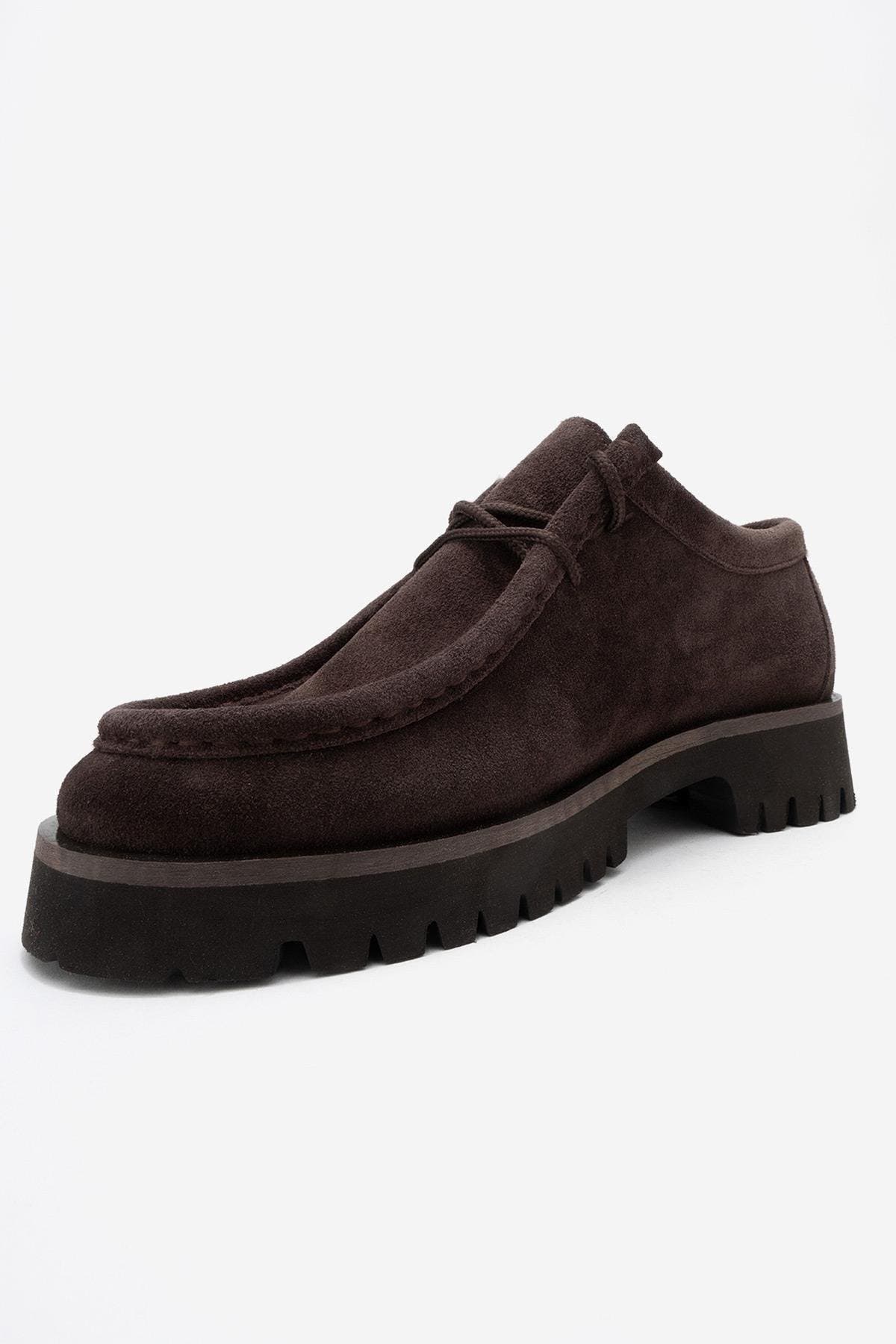 Talia Leather Lace Up Loafer, Alternate, color, Brown Suede