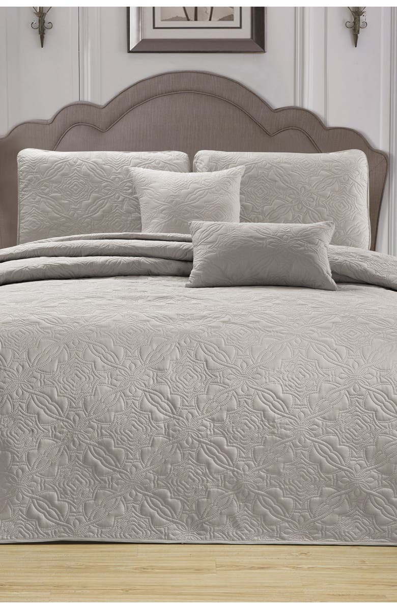 Duck River Textile Carlotta 5-Piece Queen Bedspread Set - Grey, Main, color, 
