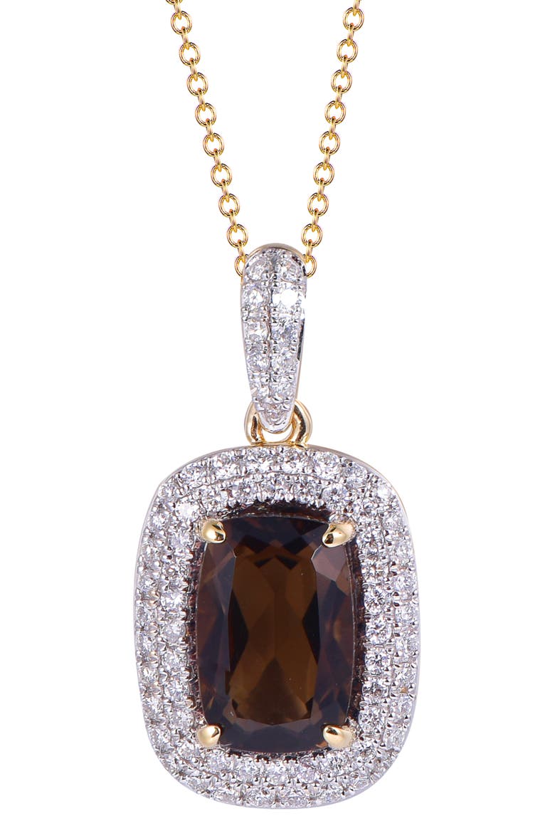 Smoky Quartz Necklace with Diamonds, Main, color, Brown