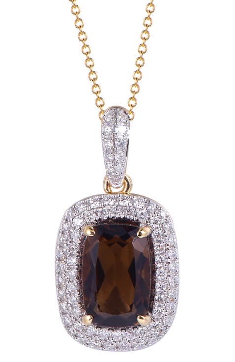 Smoky Quartz Necklace with Diamonds