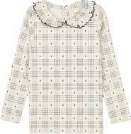 Ely's & Co. Cotton Floral Plaid Collection - Ruffle Neck Tee