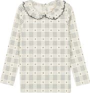 Ely's & Co. Cotton Floral Plaid Collection - Ruffle Neck Tee
