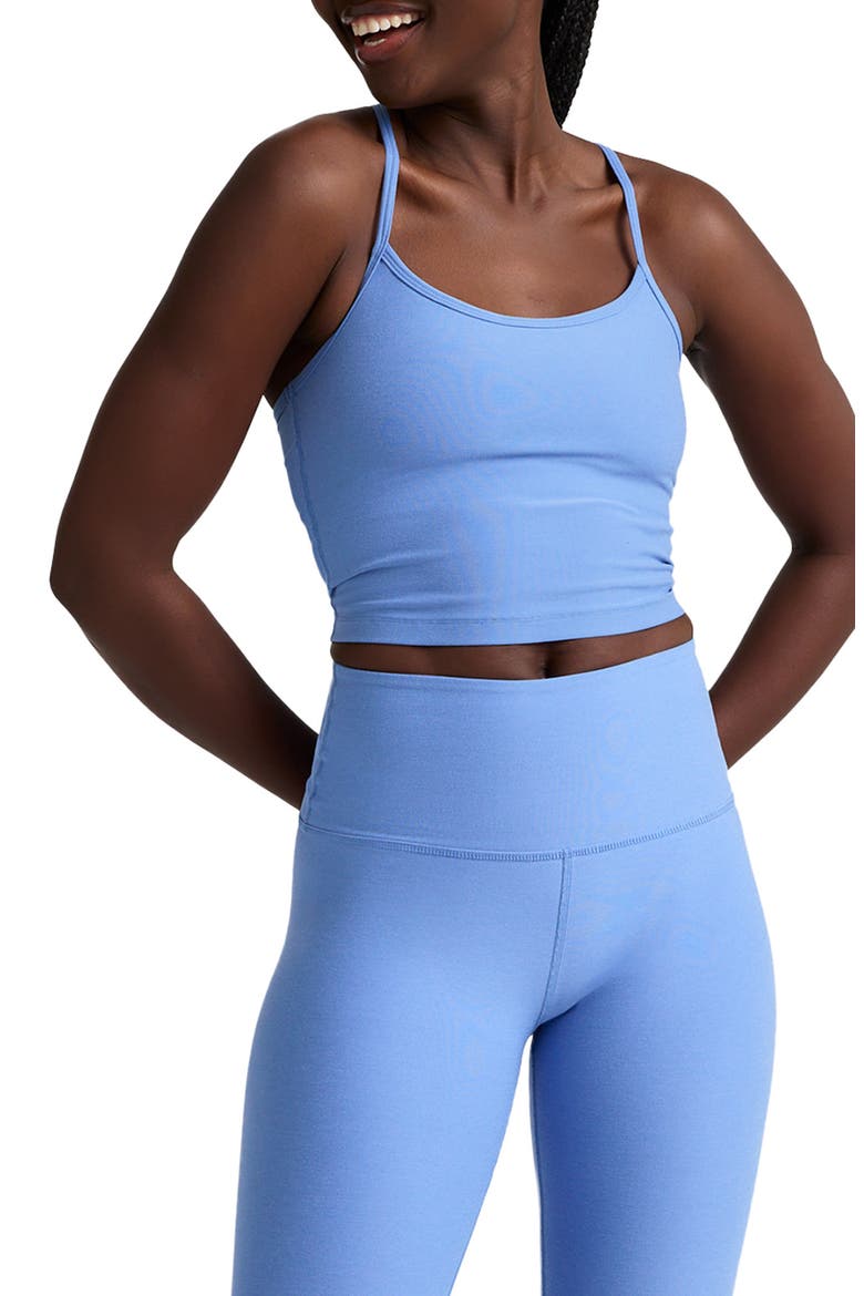 Space Dye Slim Racerback Crop Tank, Main, color, WILD FLOWER BLUE HEA