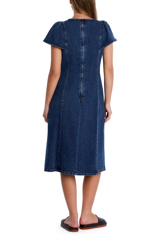WASH LAB DENIM WASH LAB DENIM FLUTTER SLEEVE DENIM MIDI DRESS 