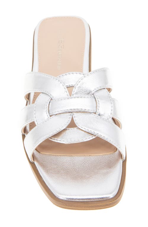 Shop Bcbgeneration Meltem Square Toe Slide Sandal In Silver