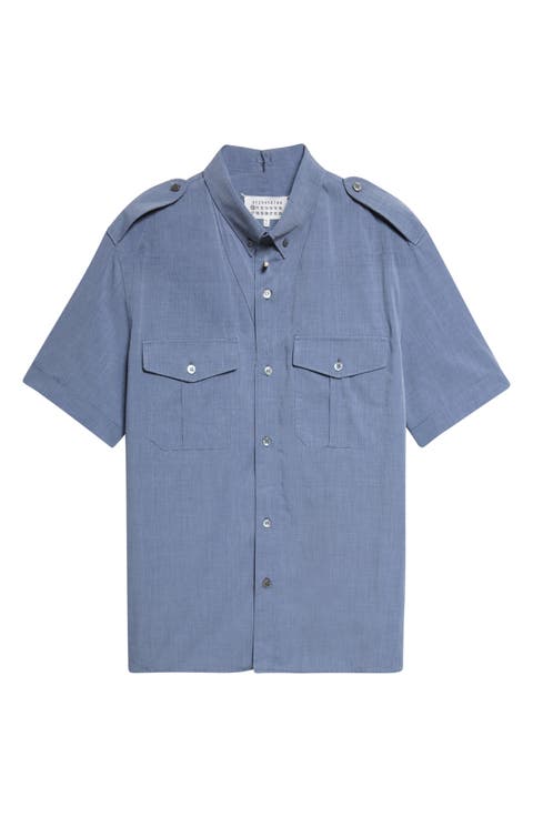 Foldable Short Sleeve Button-Down Shirt