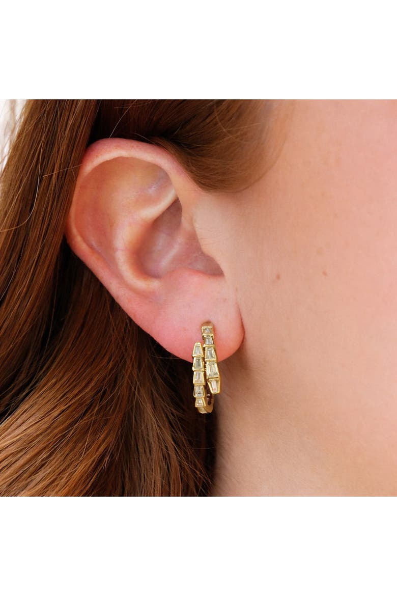 CZ Snake Hoop Earrings, Alternate, color, Gold-Plated Sterling Silver