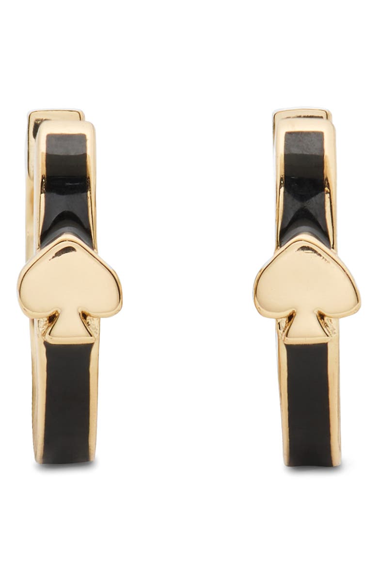 Kate Spade New York everyday spade slim huggie hoop earrings, Main, color, Black
