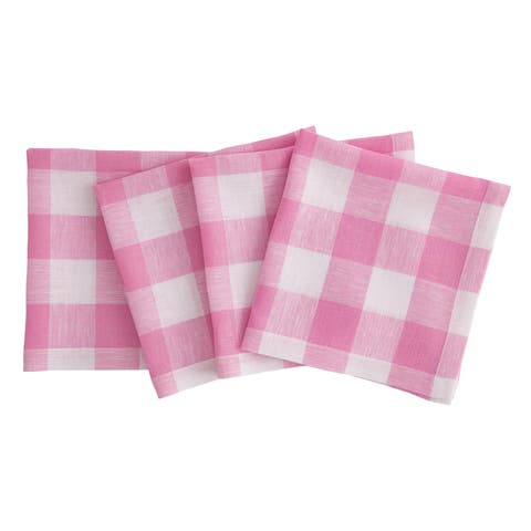 Linen Dinner Napkins - Buffalo Check, 20" x 20" Inch