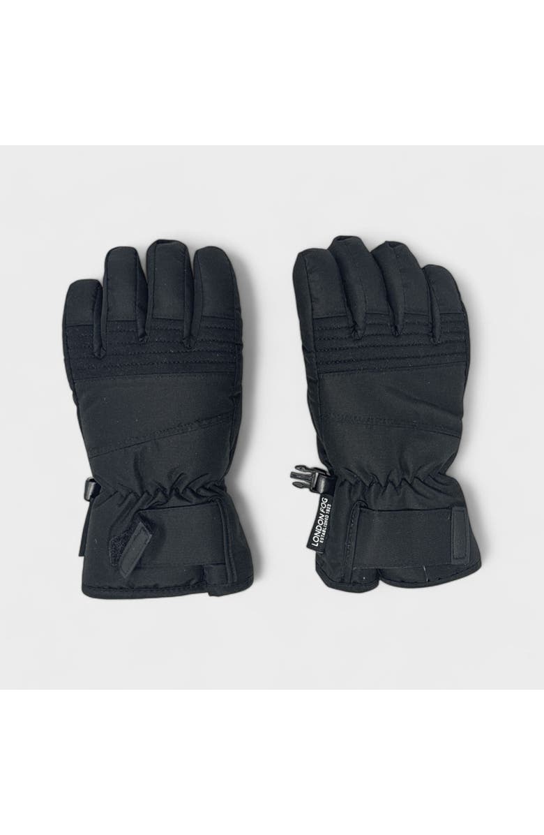 London Fog Boy's Ski Gloves with Velcro Closure, Alternate, color, Black