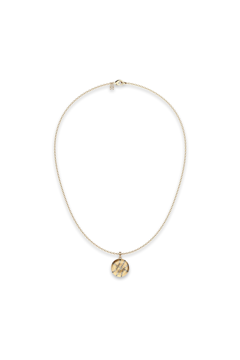 The Basketball Crooked Ball Diamond Pavé Necklace, Alternate, color, Gold / White Diamond