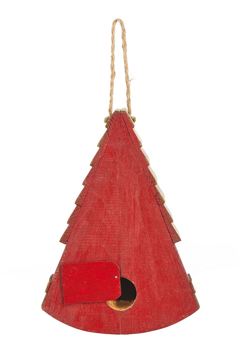 11"H Distressed Solid Wood Watermelon Birdhouse, Alternate, color, Red