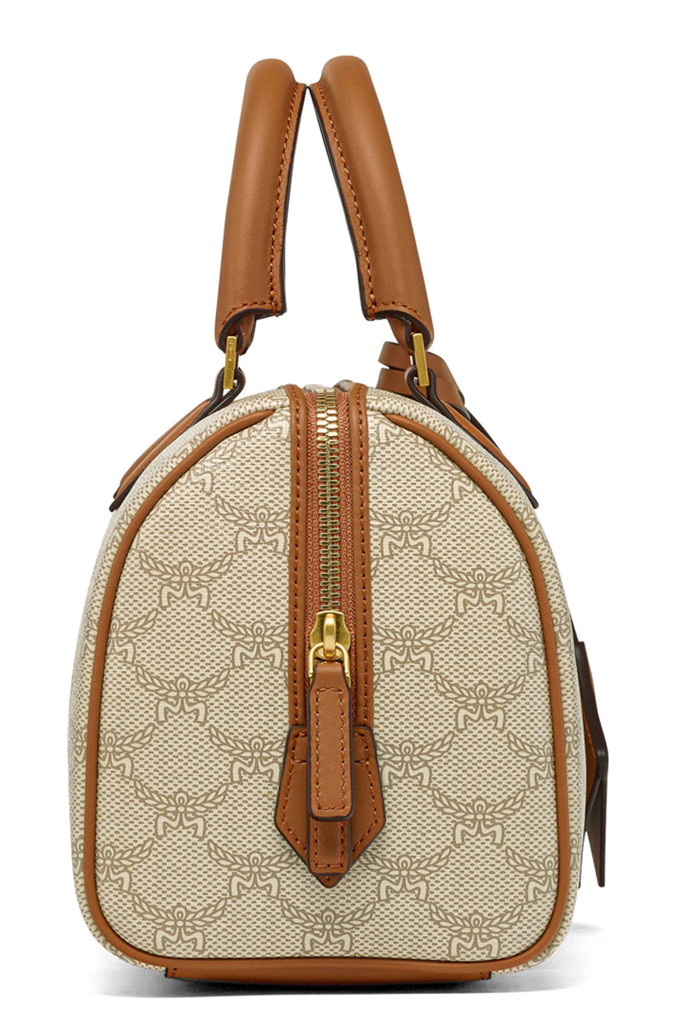 Small Ella Lauretos Boston Coated Canvas Satchel, Alternate, color, OATMEAL