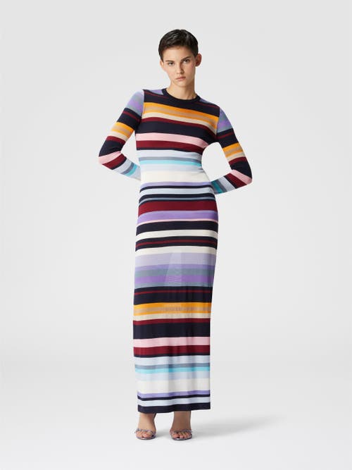 Missoni Wool Blend Long Sleeve Knit Maxi Dress In Multicoloured