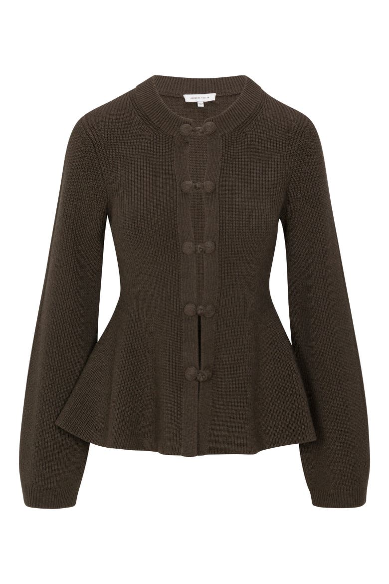 Rhea Knit Peplum Cardi, Alternate, color, Marled Olive