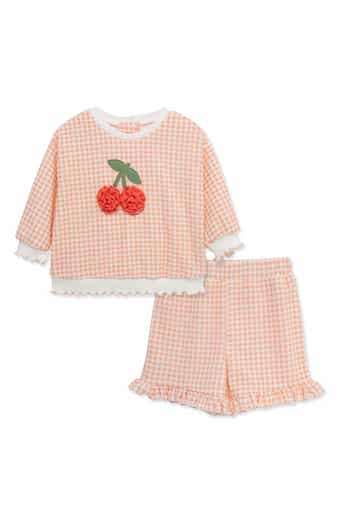 Little Me Cherry Appliqué Gingham Top & Shorts Set