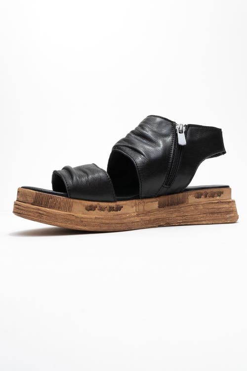 Forever & Always Shoes Lunas Leather Side-zip Flat Heel Sandal In Black