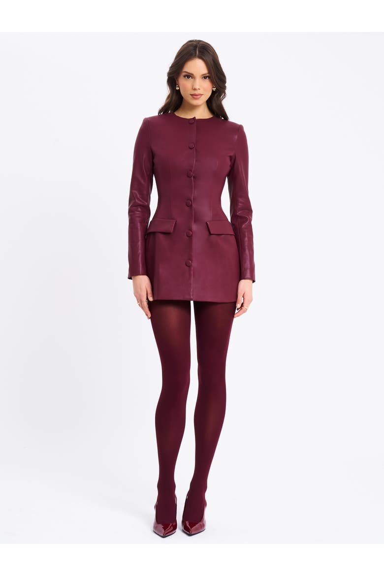 Baila Vegan Leather Blazer Mini Dress, Alternate, color, Burgundy