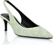 PHILIPP PLEIN Satin Slingback Shoes Low Heels Monogram Strass Women