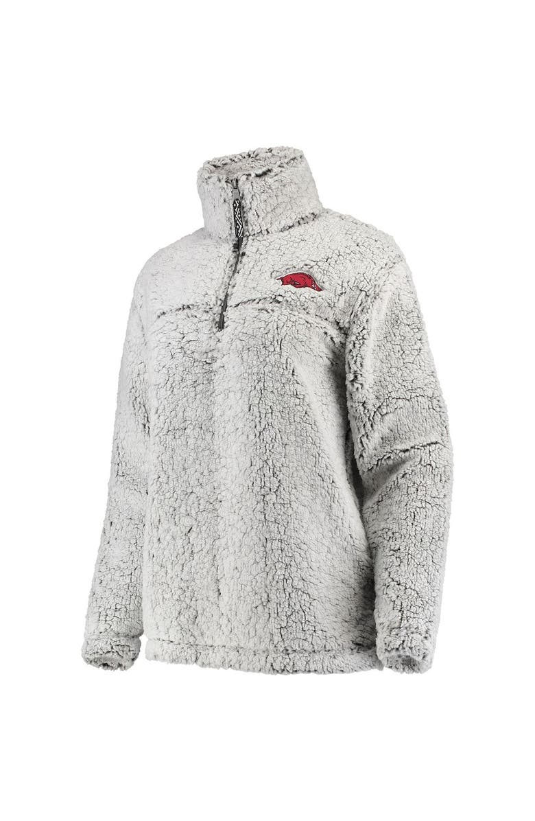 BOXERCRAFT Women's Gray Arkansas Razorbacks Sherpa Super Soft Quarter Zip Pullover Jacket, Alternate, color,