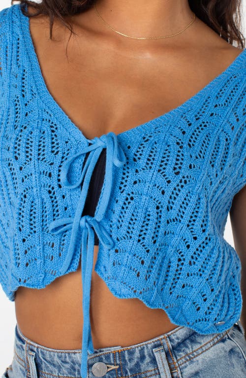 Roxy Beach Bound Cotton Crop Sweater Vest In Azure Blue Solid