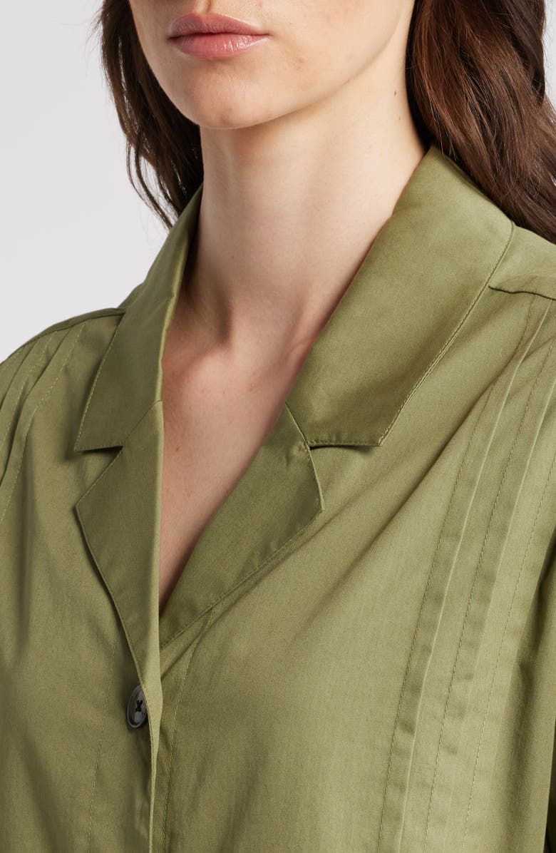 Masai Copenhagen Icara Pleat Detail Button-Up Cotton Shirt, Alternate, color, 