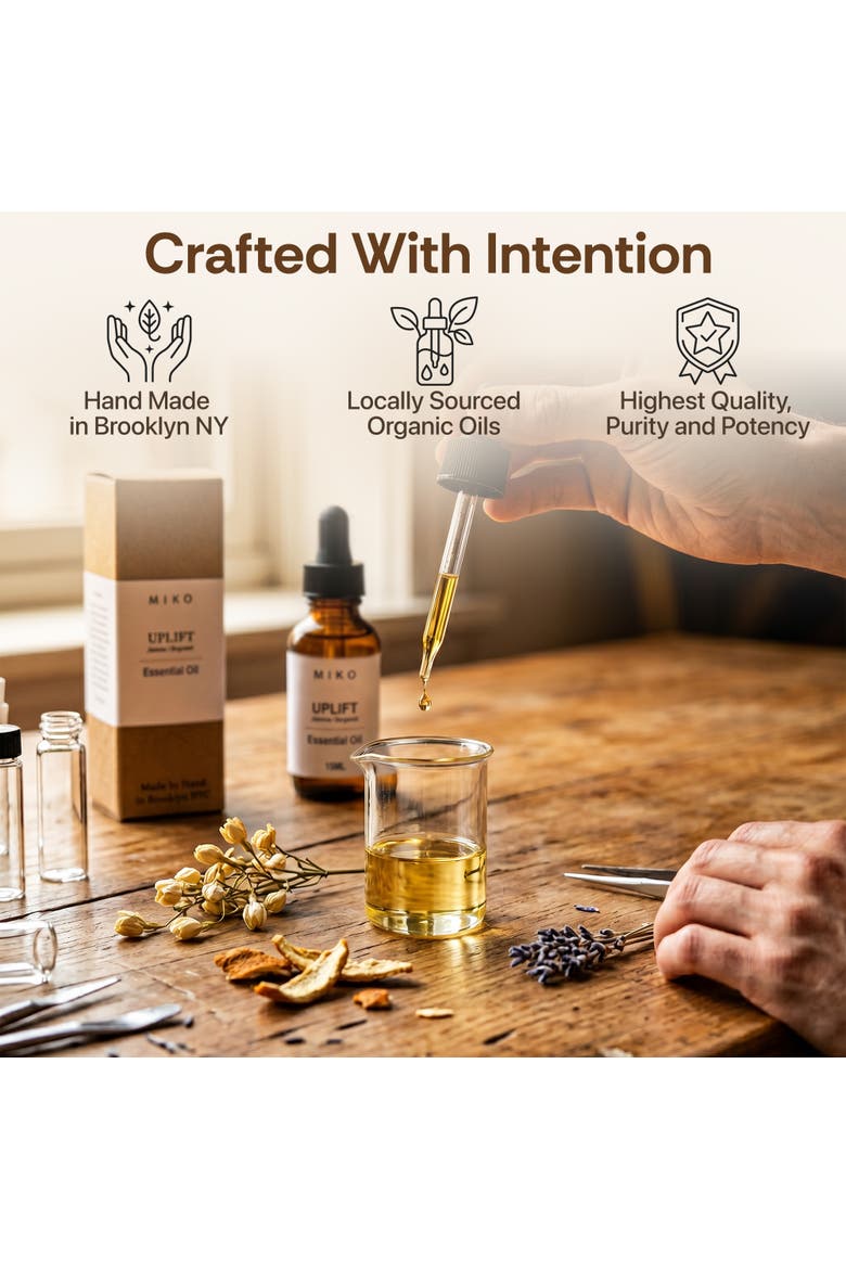Miko Uplift Essential Oil Blend with Jasmine & Bergamot 100% Organic 15ml, Alternate, color, Clear