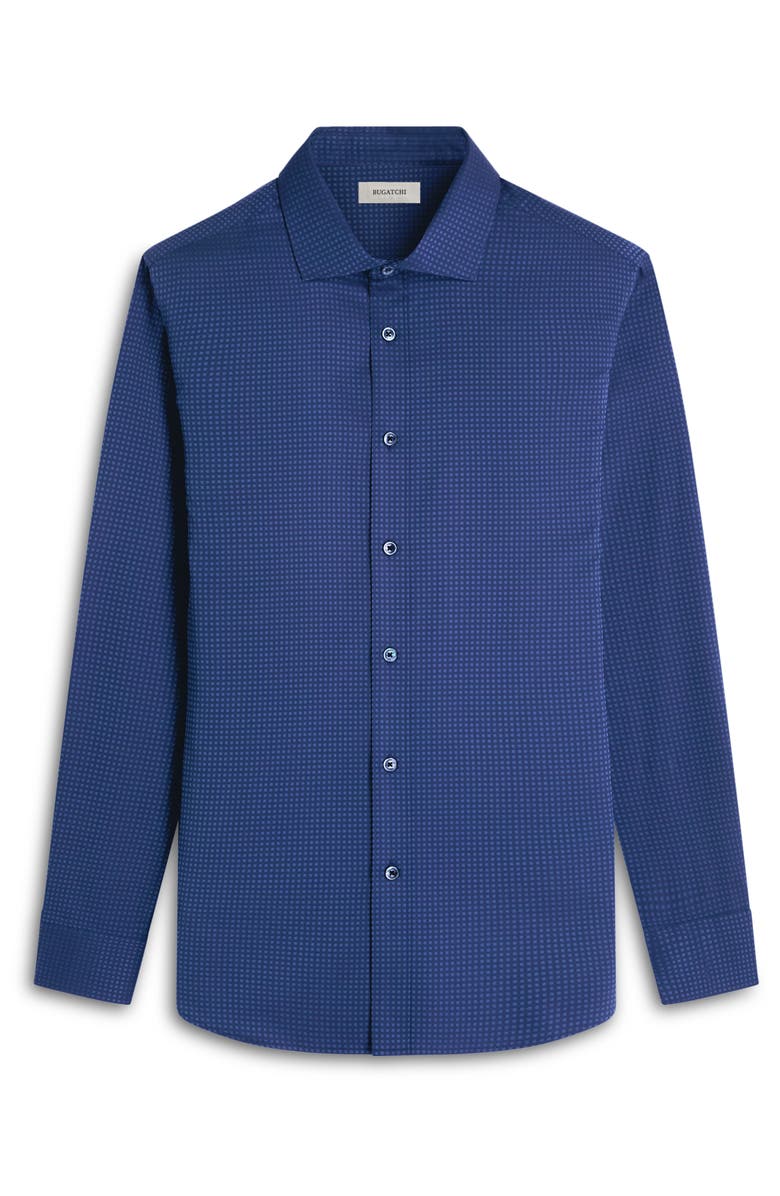 Bugatchi Axel Shaped Fit Jacquard Button-Up Shirt, Alternate, color, Indigo