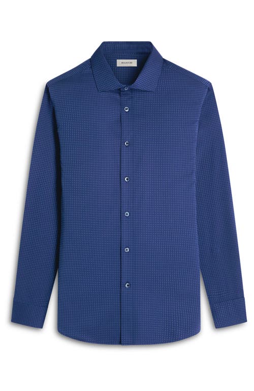 Bugatchi Axel Shaped Fit Jacquard Button-up Shirt In Indigo