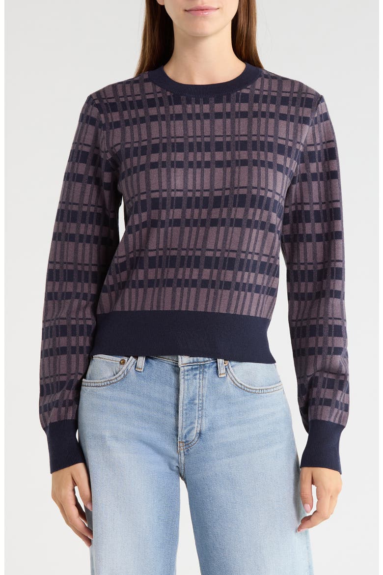The Henry Plaid Crewneck Sweater, Main, color, NAVY PLAID