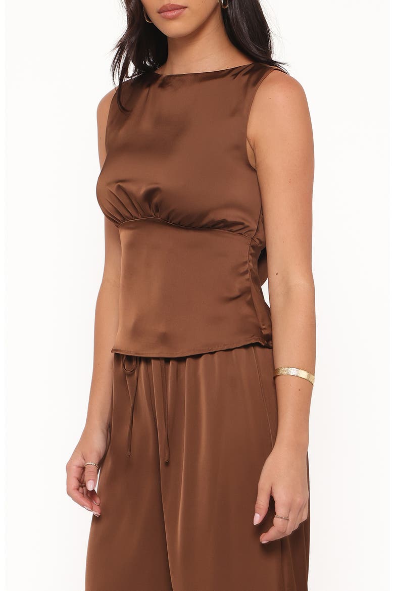 Wynn Strappy Cowl Back Satin Top, Alternate, color, CHOCOLATE