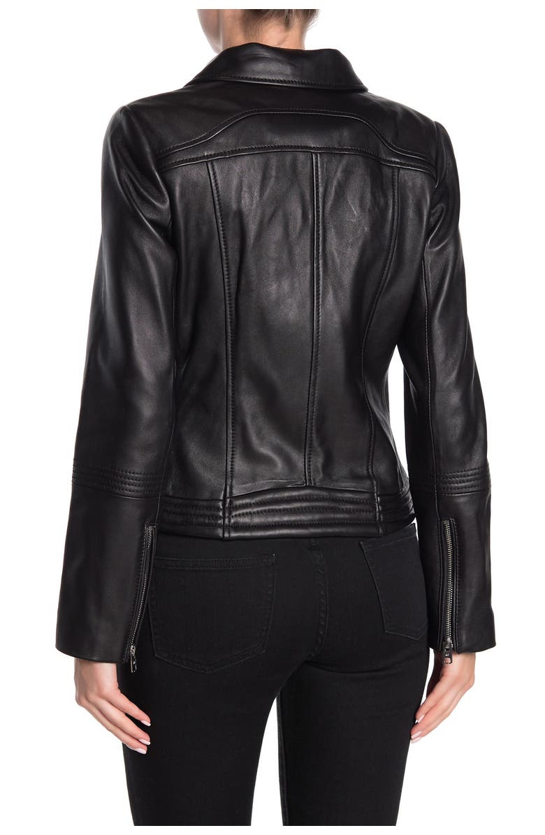 MICHAEL Michael Kors Missy Asymmetrical Zip Leather Moto Jacket, Alternate, color,