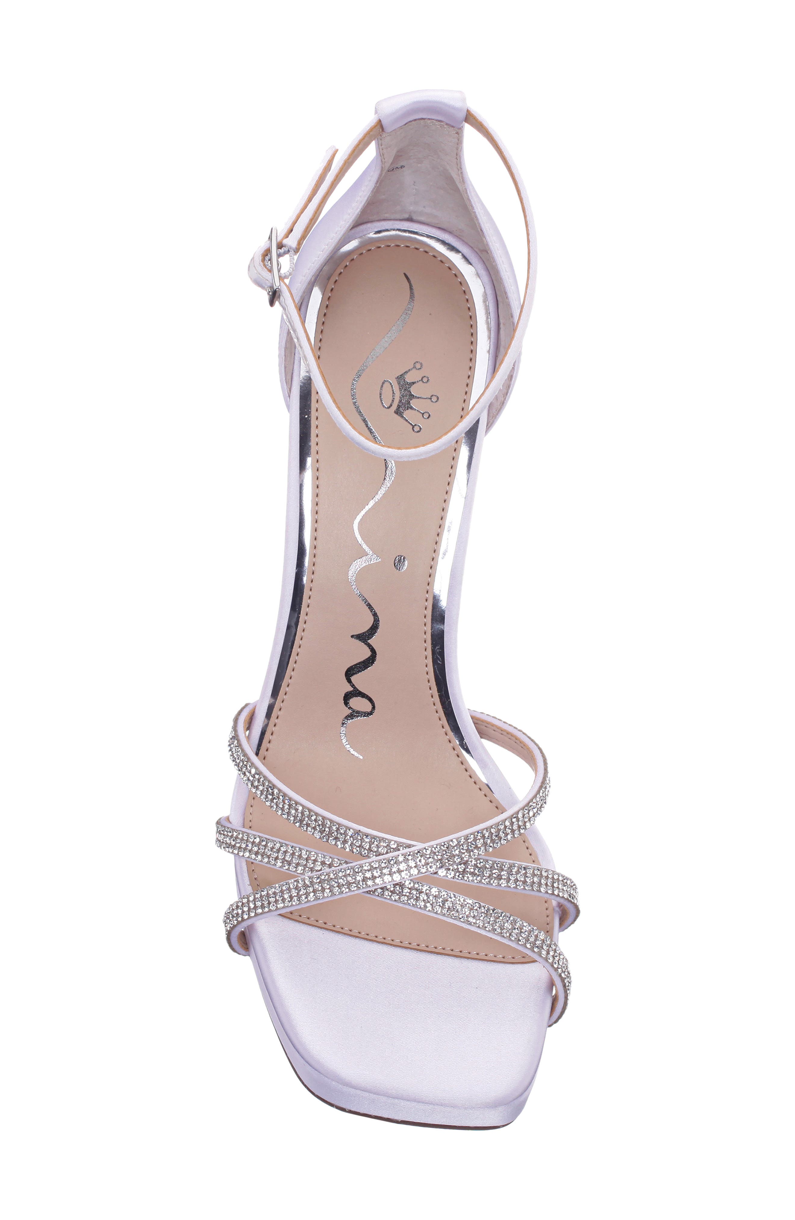 Evana Embellished Ankle Strap Slide Sandal, Alternate, color, WHITE