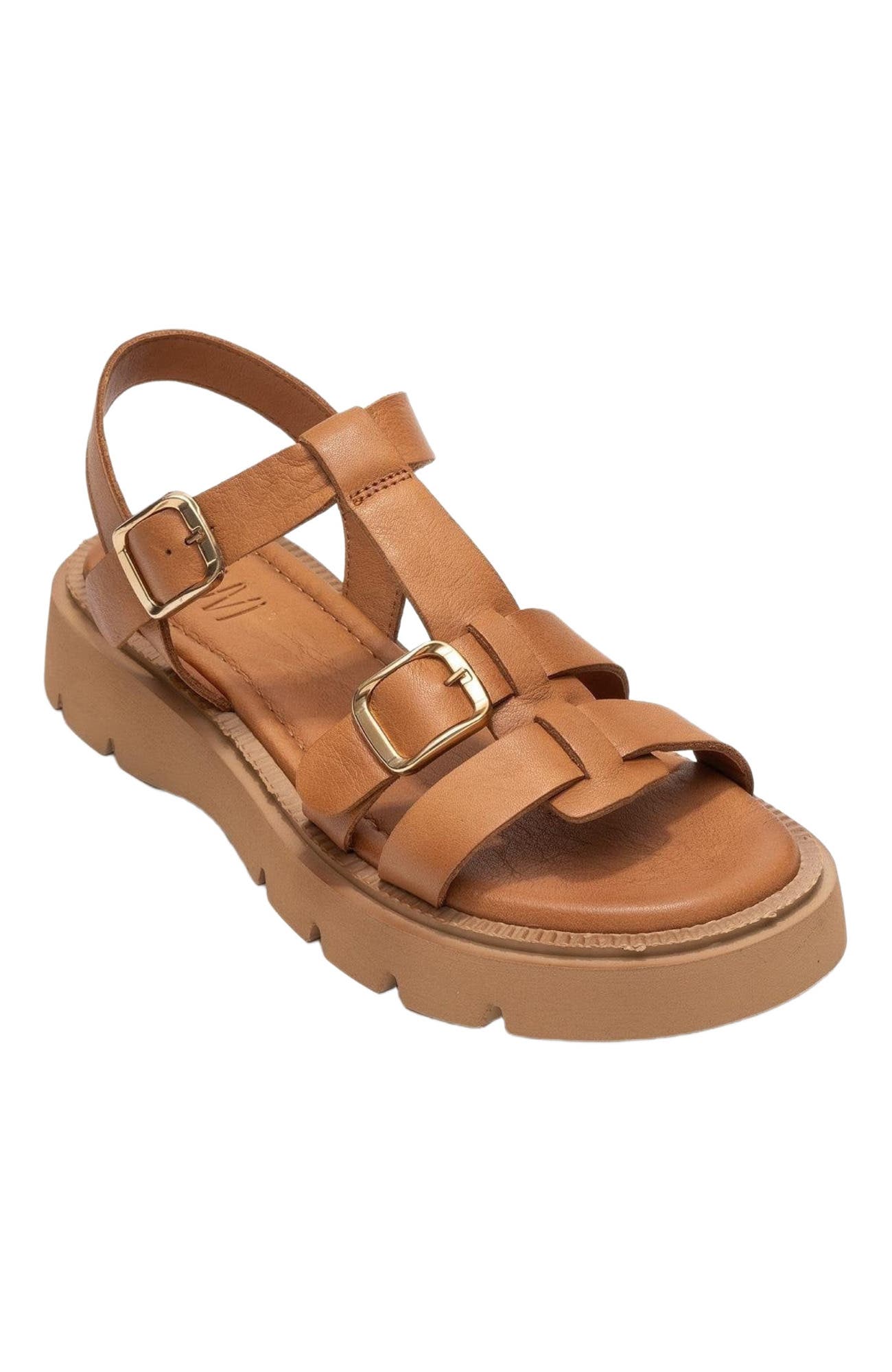 Melvin Leather Sandal, Alternate, color, Cognac Leather