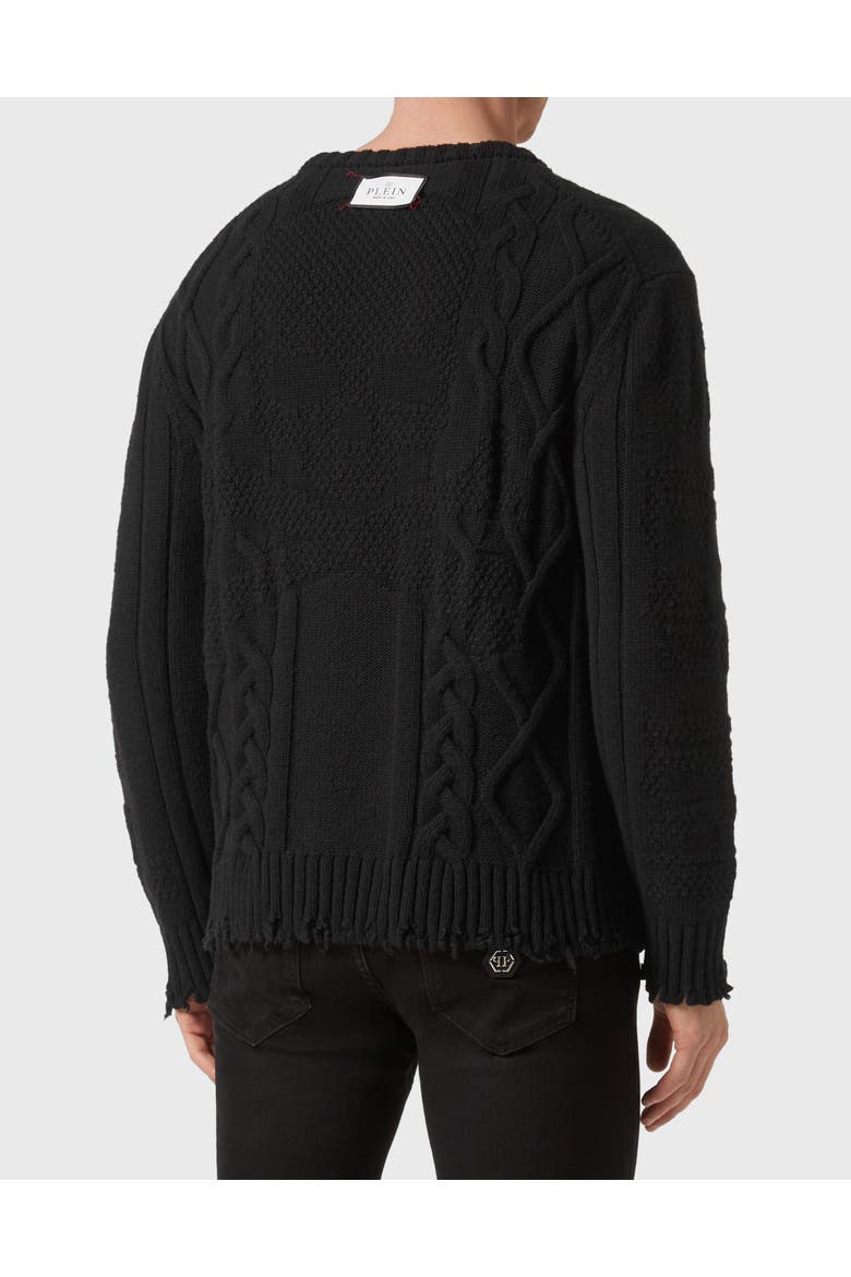 Pullover Round Neck Skull&Bones Men, Alternate, color, black