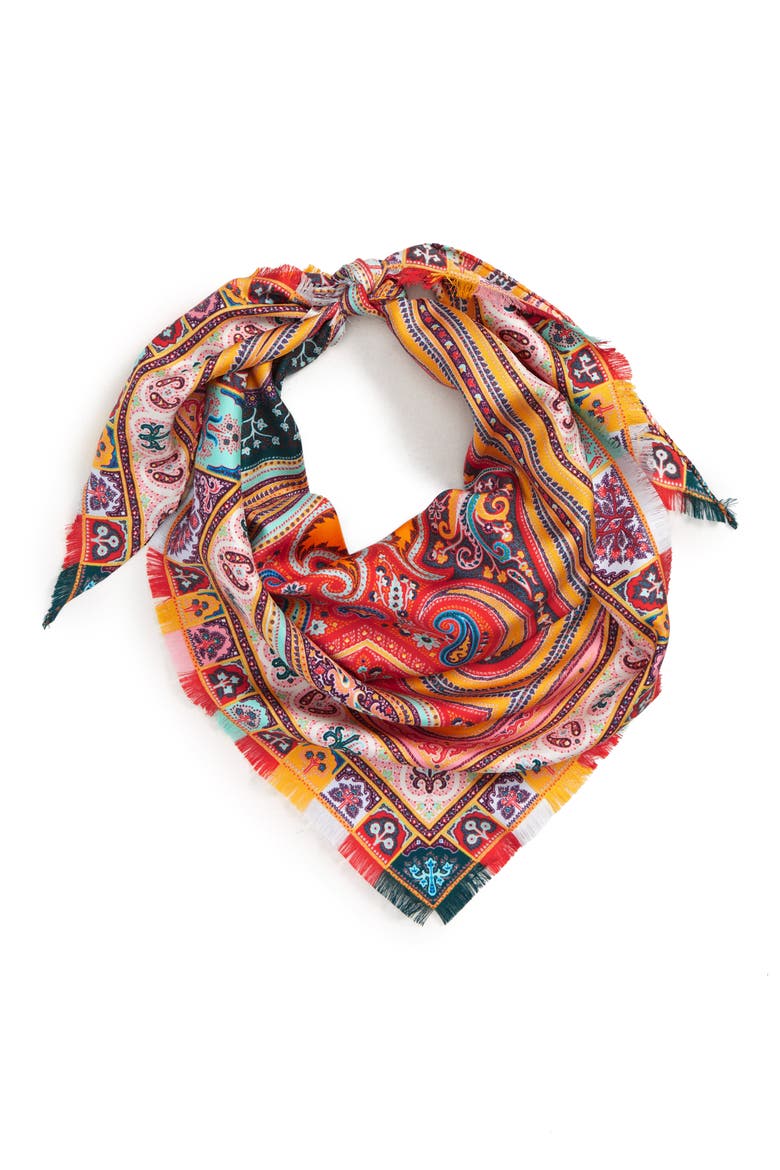 Silk Triangle Scarf, Alternate, color, ORANGE