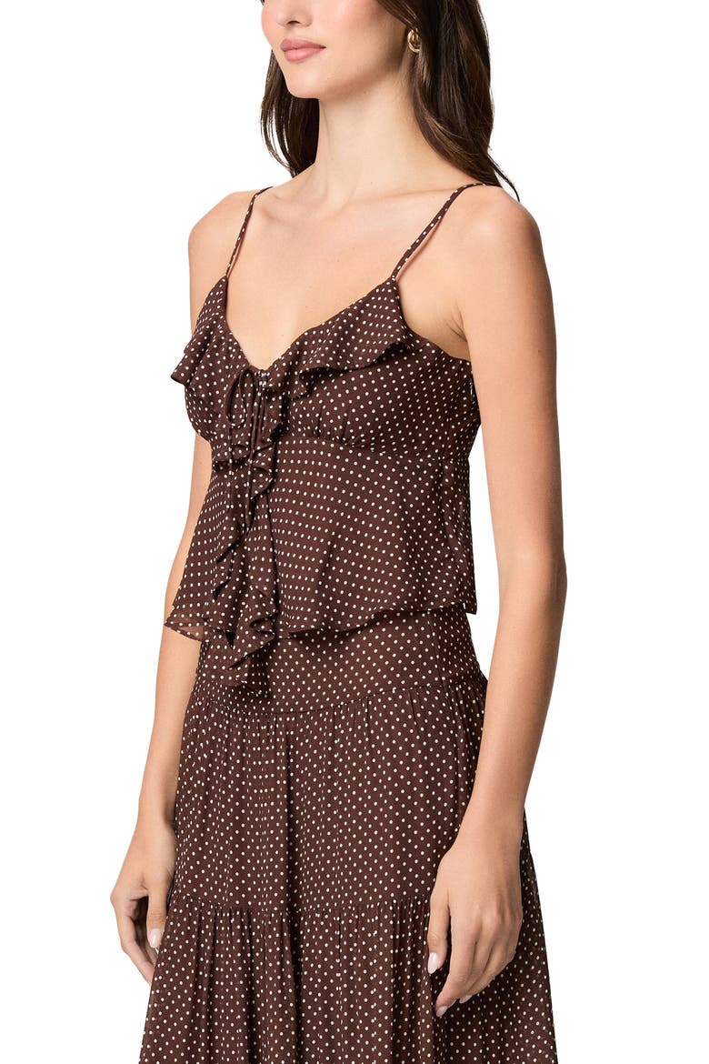 Indiah Polka Dot Ruffle Camisole, Alternate, color, MAHOGANY / ECRU