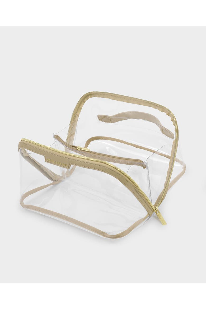 Large Clear Makeup and Toiletry Bag in Light Taupe, Alternate, color, Light Taupe