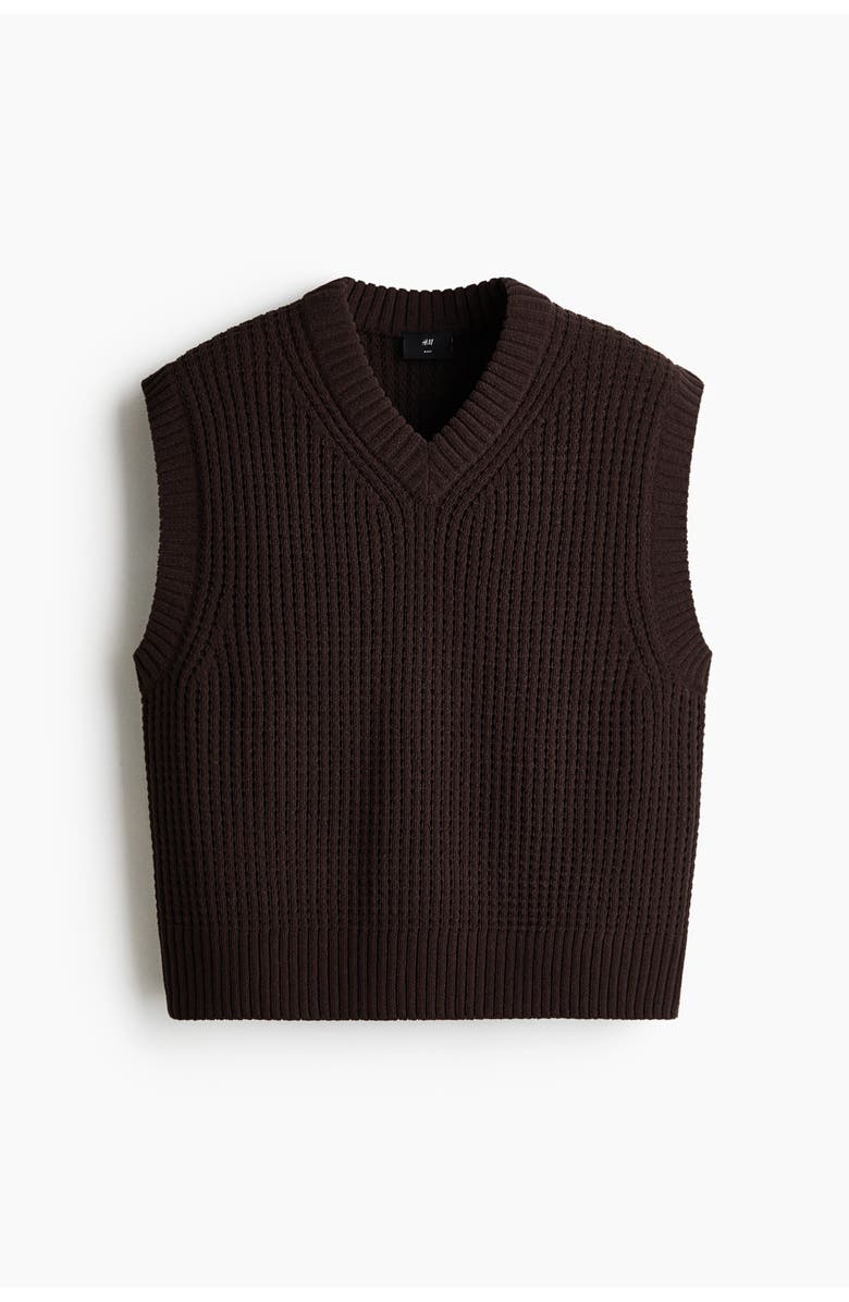 H&M Regular Fit Sweater Vest, Main, color, Dark Brown