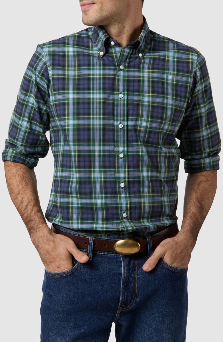 Sid Mashburn Slim Fit Button-Down Shirt, Alternate, color, Navy/ Blue/ Yellow Tartan