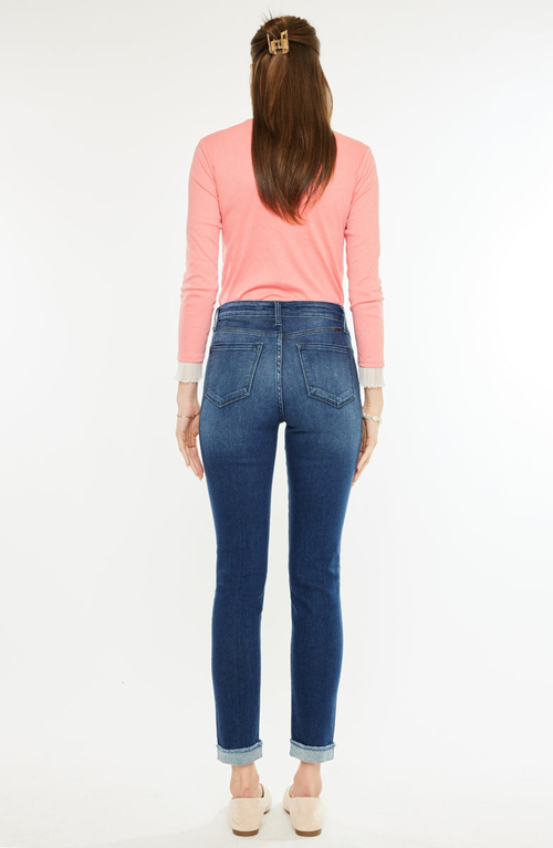 Kancan Janice Essentials High Rise Cigarette Leg Jeans In Blue