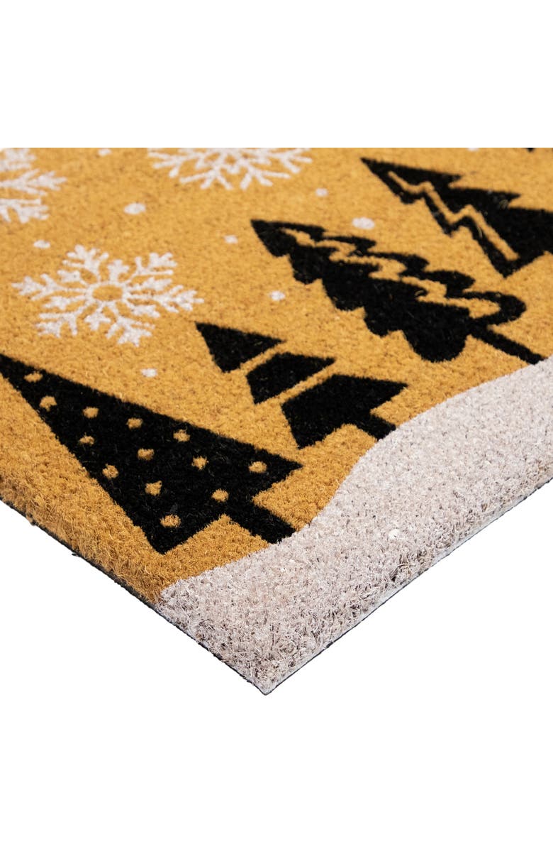 Northlight Trees and Snowflakes Natural Coir Christmas Outdoor Doormat 18" x 30", Alternate, color, Brown