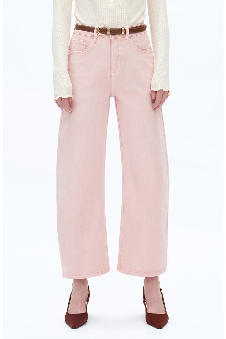Mid Rise Barrel Jeans, Main, color, PEARL PINK